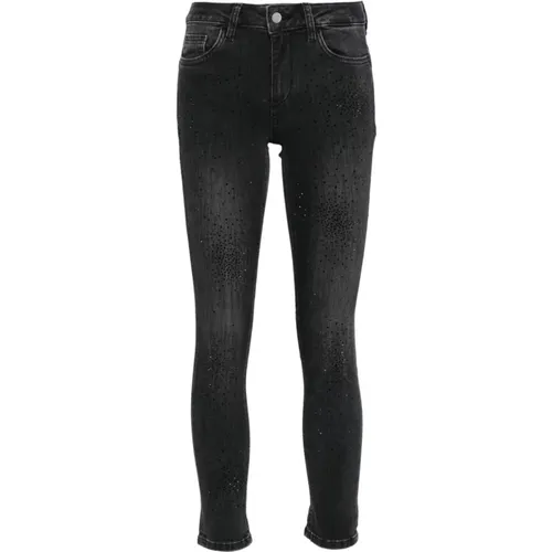 Schwarze Skinny Jeans mit Strassverzierung - Liu Jo - Modalova