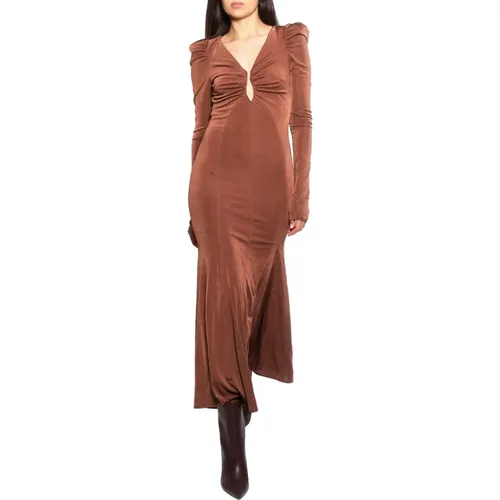 Braunes Longuette Kleid , Damen, Größe: XS - Aniye By - Modalova