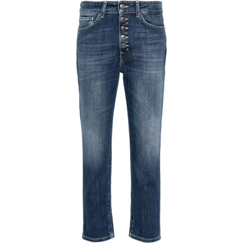 Blaue Denim Jeans mit Whiskering-Effekt , Damen, Größe: W24 - Dondup - Modalova