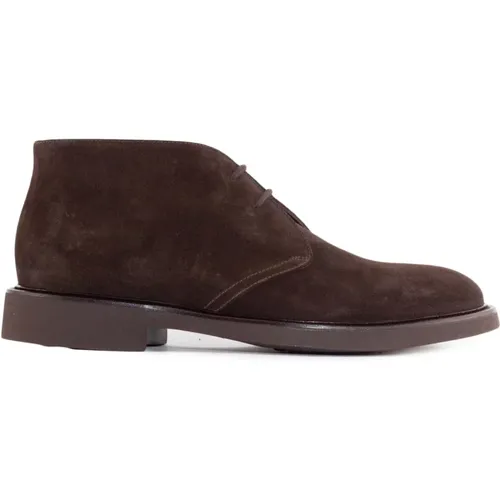 Lace-up Boots, male, , Size: 8 1/2 US Dark Suede Lace-Up Ankle Boot - Doucal's - Modalova