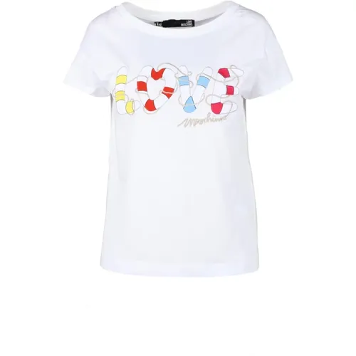 Baumwolle Spandex T-shirt , Damen, Größe: M - Love Moschino - Modalova