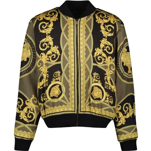 Bomber Jackets, male, , Size: M Reversible Barocco Bomber Jacket - Versace - Modalova