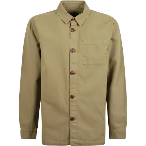 Olive Bleached Casual Shirt , male, Sizes: L - Barbour - Modalova