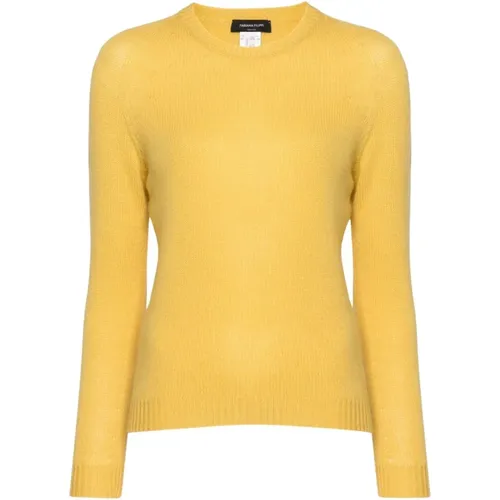 Mustard Cashmere Knit Sweater , female, Sizes: L - Fabiana Filippi - Modalova