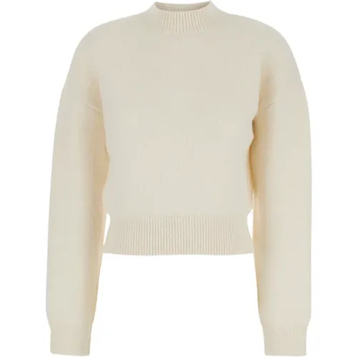 Weiße Crewneck Sweater mit Logo , Damen, Größe: XS - Jacquemus - Modalova