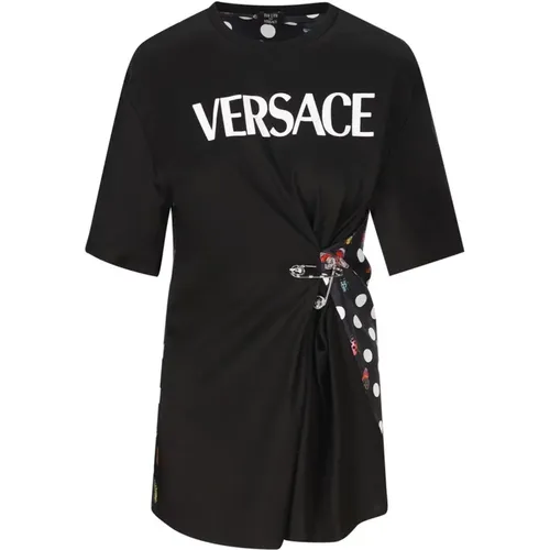 X Dua Lipa Butterfly Print T-shirt , female, Sizes: 2XS - Versace - Modalova