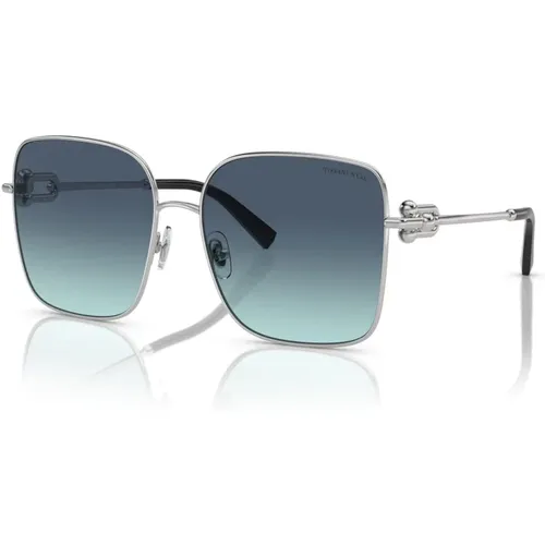 Sunglasses, female, , Size: 58 MM Silver Blue Shaded Sunglasses - Tiffany - Modalova