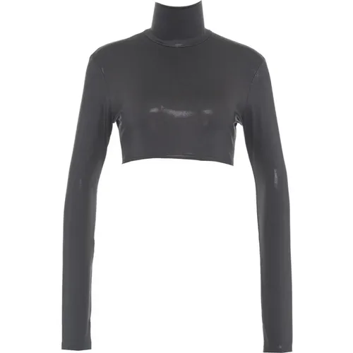 Grey Metallic Long Sleeve Top , female, Sizes: M - Norma Kamali - Modalova