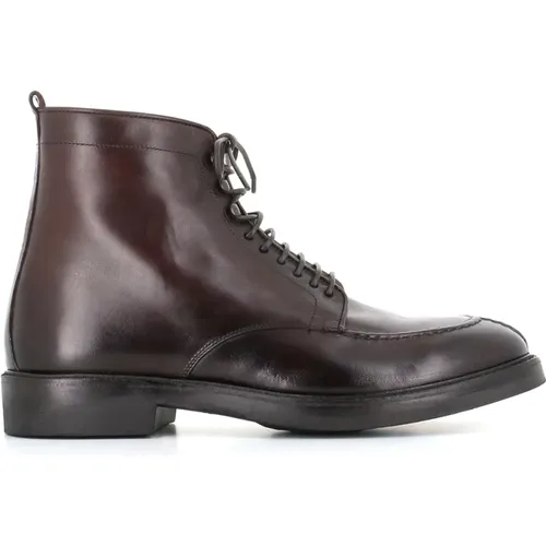 Mogano Leather Boots with Visible Stitching , male, Sizes: 10 UK - Alberto Fasciani - Modalova