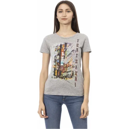 Action T-Shirt Kurzarm Rundhals Frontdruck , Damen, Größe: S - Trussardi - Modalova