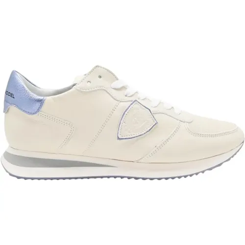 Low Top Sneakers in White and Purple , male, Sizes: 5 UK, 8 UK, 4 UK, 6 UK, 7 UK - Philippe Model - Modalova