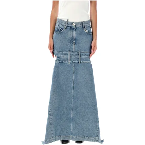 Denim Skirts, female, , Size: W25 Denim Cut-Out Maxi Skirt Light - The Attico - Modalova