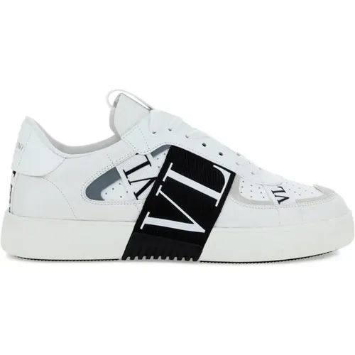 Leather Sneakers with Perforated Detail , male, Sizes: 10 UK - Valentino Garavani - Modalova