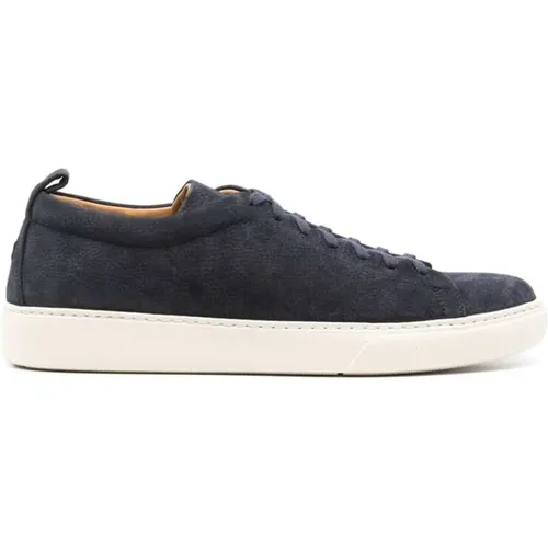 Sneakers, male, , Size: 13 US Navy Suede Round Toe Shoes - Henderson Baracco - Modalova