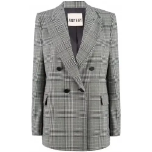 Blazers, female, , Size: S Checked Double-Breasted Blazer - Aniye By - Modalova