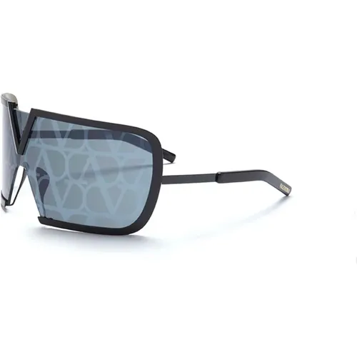 Sunglasses, unisex, , Size: ONE SIZE Romask Sunglasses - Iron/Dark Grey Monogram - Valentino - Modalova