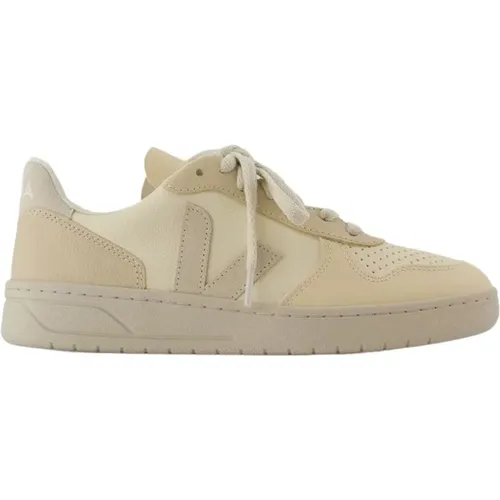 Braune Ledersneakers - V-10 Stil , Damen, Größe: 37 EU - Veja - Modalova