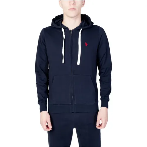 Zip-throughs, male, , Size: L Zip-Up Hooded Sweatshirt - U.s. Polo Assn. - Modalova