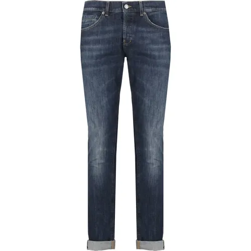 Blaue Baumwolljeans mit Stickerei , Herren, Größe: W32 - Dondup - Modalova