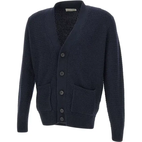 Cardigans, male, , Size: 2XL Merino Wool Cardigan Honeycomb Weave - Filippo De Laurentiis - Modalova