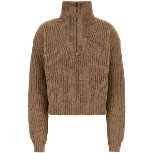 Turtlenecks, female, , Size: XS Taupe Ribbed Turtleneck Sweater - Marant étoile - Modalova