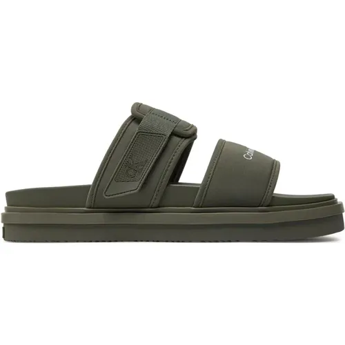 Sliders, male, , Size: 10 US Stylish Clip Fastening Sandals - Calvin Klein Jeans - Modalova