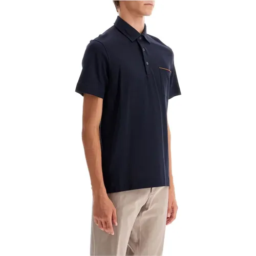 Piqué Polo Shirt mit Tasche , Herren, Größe: L - Ermenegildo Zegna - Modalova