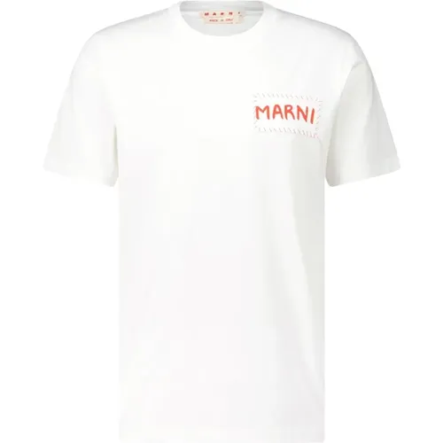 Logo Print Cotton T-Shirt , male, Sizes: XL, M, L - Marni - Modalova