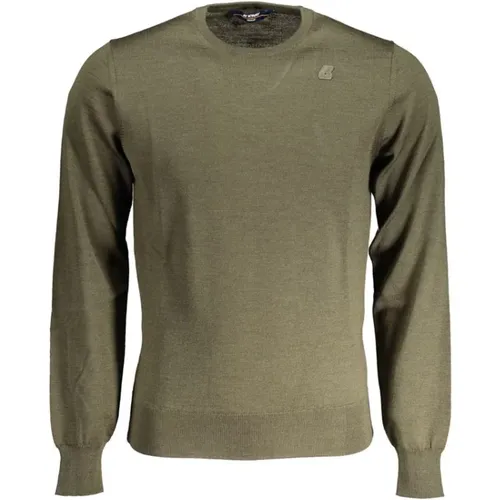 Grüner Wollpullover mit Applikation Logo , Herren, Größe: 3XL - K-way - Modalova