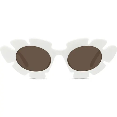 Weiße Cat-Eye Oval Sonnenbrille - Loewe - Modalova