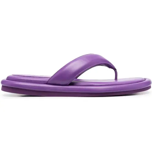 Lila Leder Flip-Flops , Damen, Größe: 36 EU - Gia Borghini - Modalova