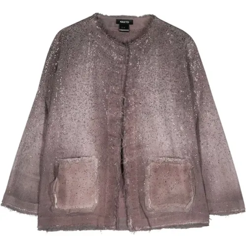 Textured Rhinestone Jacket , female, Sizes: M, S - Avant Toi - Modalova