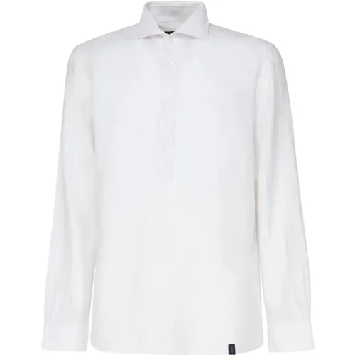 Weißes Polo Shirt Baumwolle Leinen Mix , Herren, Größe: 4XL - Fay - Modalova
