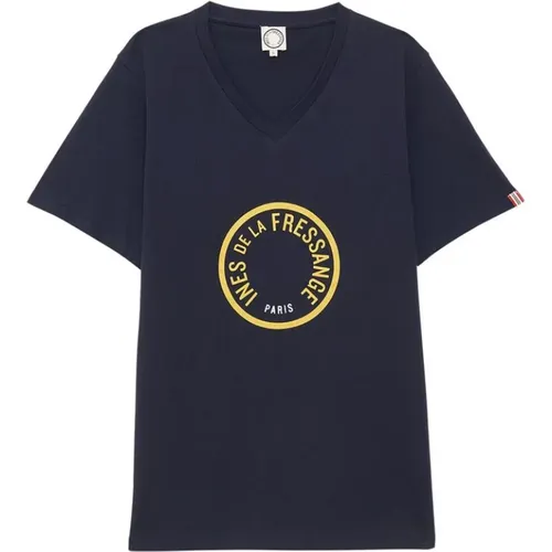 Marineblau Aurore V-Ausschnitt T-Shirt,Schwarz/Weiß Eichenblatt T-Shirt - Ines De La Fressange Paris - Modalova