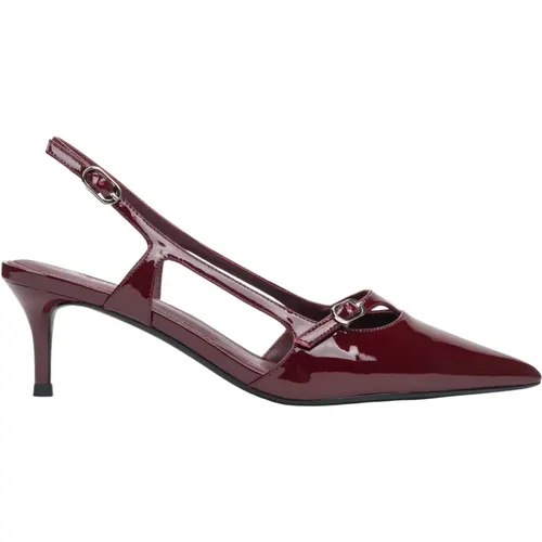 Pumps, female, , Size: 8 US Women's Burgundy Leather Slingback Low-Heel Pumps Er00116277 - Estro - Modalova