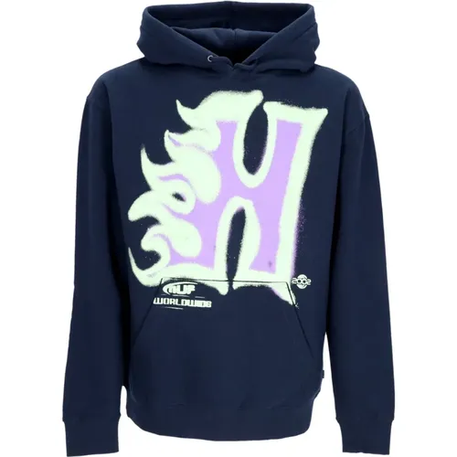 Hoodies, male, , Size: L Men's Heat Wave Pullover Hoodie Navy - HUF - Modalova