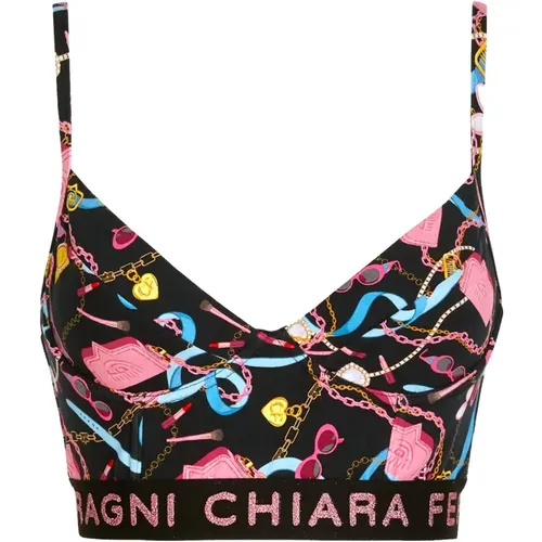 Chiara Ferragni CF Iconic Print Bra Top , female, Sizes: S - Chiara Ferragni Collection - Modalova