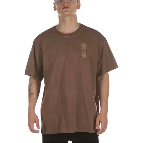 Braunes T-Shirt Mit -Monogramm , Herren, Größe: M - Iuter - Modalova