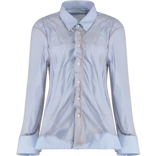 Shirts, female, , Size: S Layered Tulle Striped Shirt - Maison Margiela - Modalova