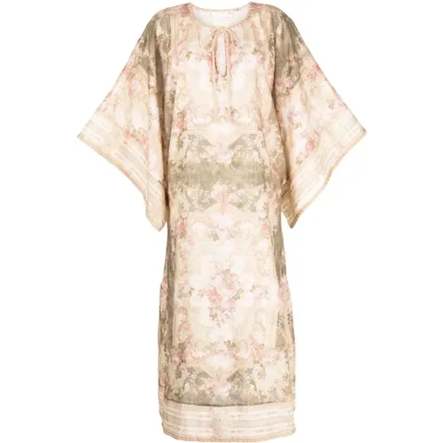 Floral Print Linen Maxi Dress , female, Sizes: L, M - Zimmermann - Modalova