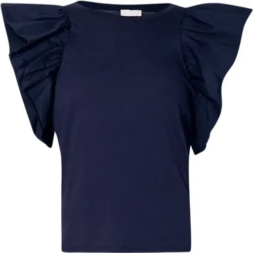 Blaues Poplin T-Shirt , Damen, Größe: S - Liu Jo - Modalova