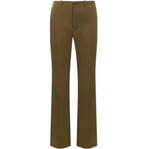 Straight Leg Cotton Twill Trousers , female, Sizes: M, S - Saint Laurent - Modalova