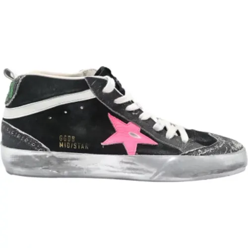 Silver Midstar Sneakers with Fucsia Fluo Star , female, Sizes: 6 UK - Golden Goose - Modalova