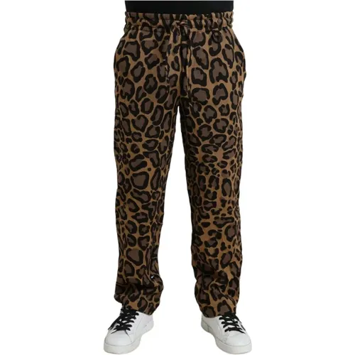 Straight Trousers, male, , Size: L Leopard Print Jogger Pants - Dolce & Gabbana - Modalova