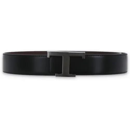 Leather Reversible Belt with T Timeless Clasp , male, Sizes: 115 CM - TOD'S - Modalova