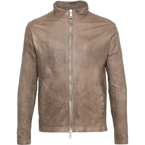 Leather Jacket with High Collar and Multiple Pockets , male, Sizes: 2XL, XL - Giorgio Brato - Modalova