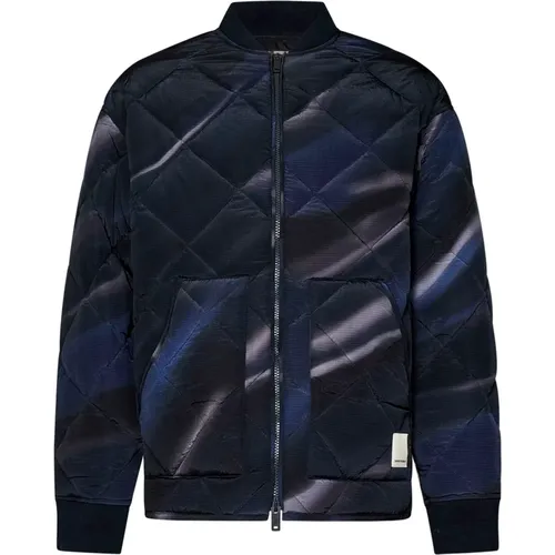 Bomber Jackets, male, , Size: L Nylon Bomber Jacket Aw24 - Emporio Armani - Modalova