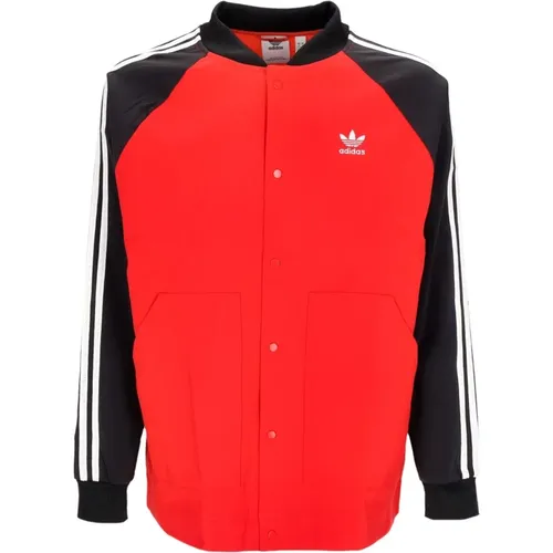 Light Jackets, male, , Size: S Windbreaker Jacket Scarlet/Black - Adidas - Modalova