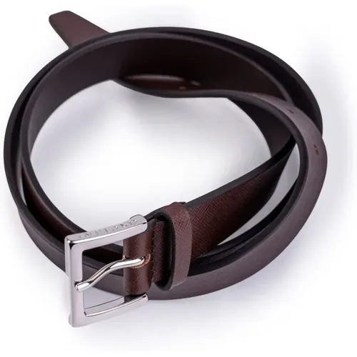 Belts, male, , Size: 105 CM Matte laser-cut calf leather belt - Orciani - Modalova