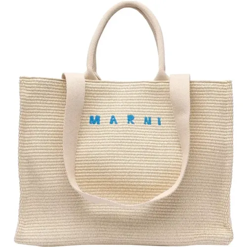 Tote Bags, male, , Size: ONE SIZE Basket Bag with Leather Details - Marni - Modalova